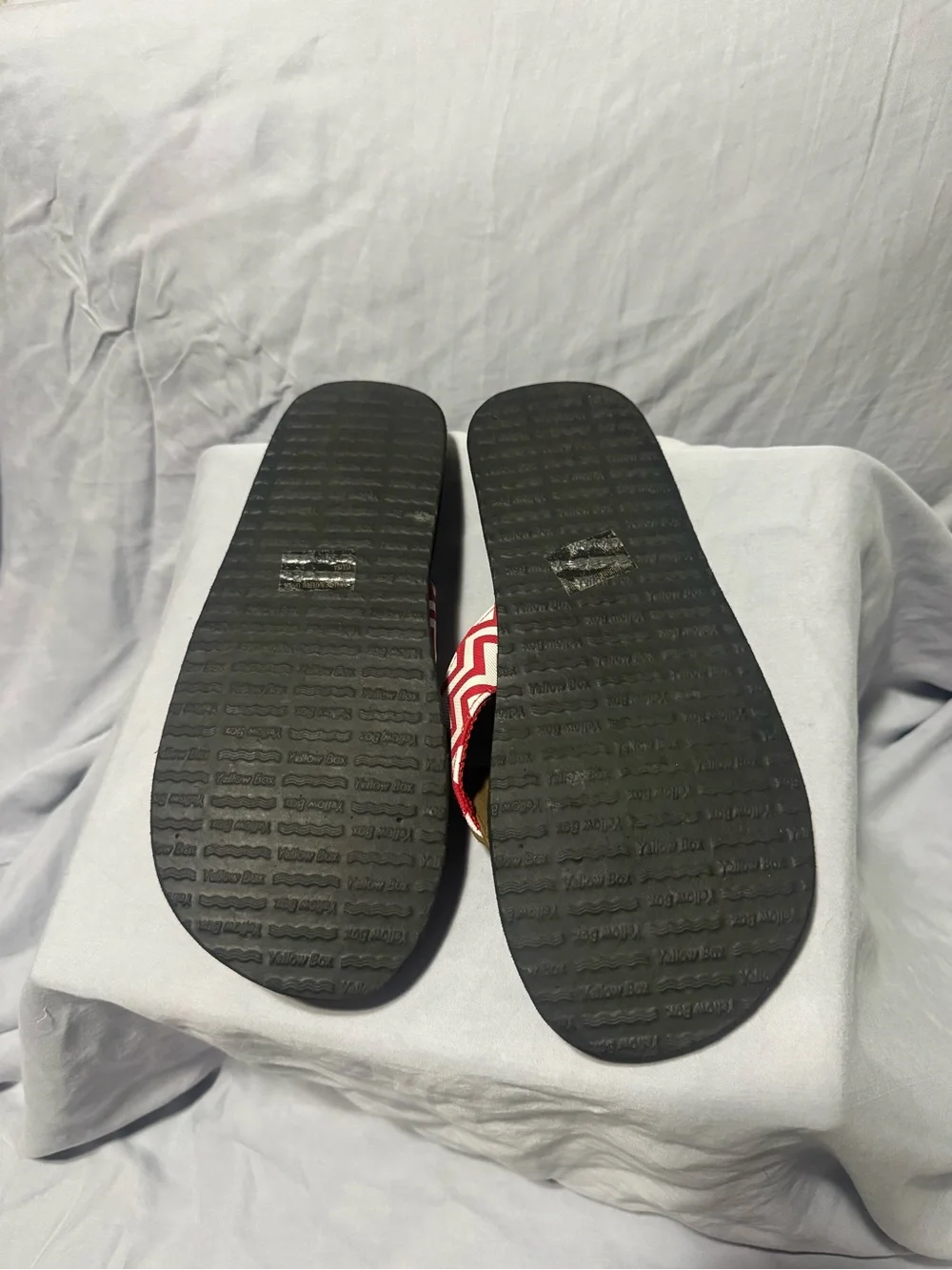 Women’s Yellow Box flip flops size 9